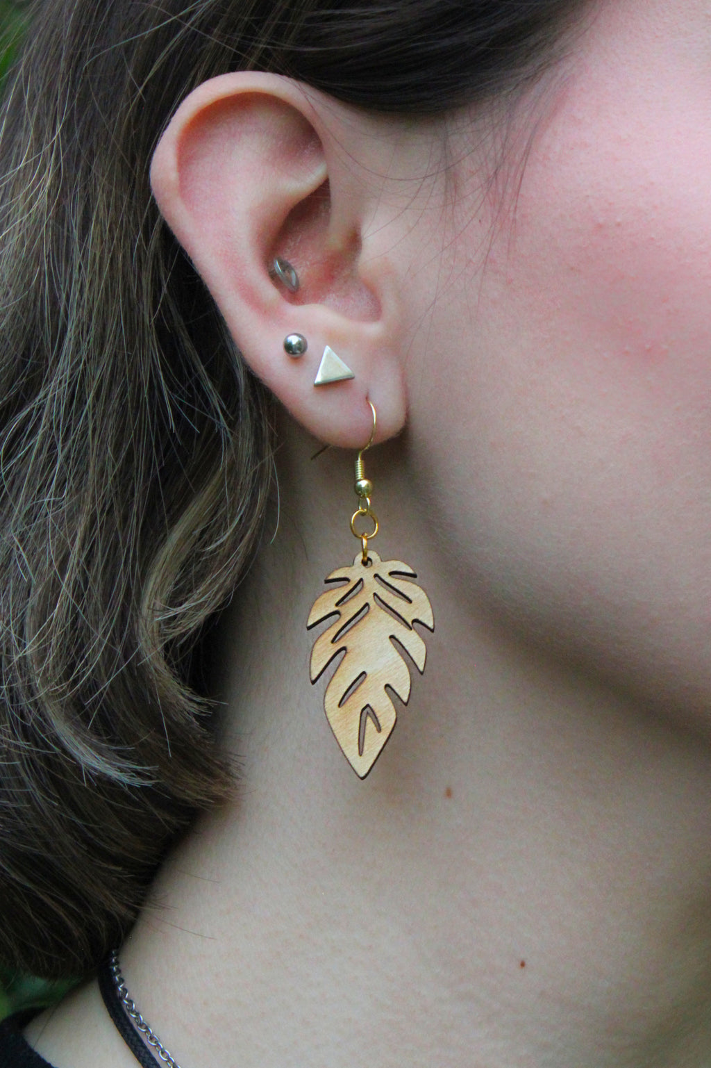 Palm Leaf Wooden Earrings