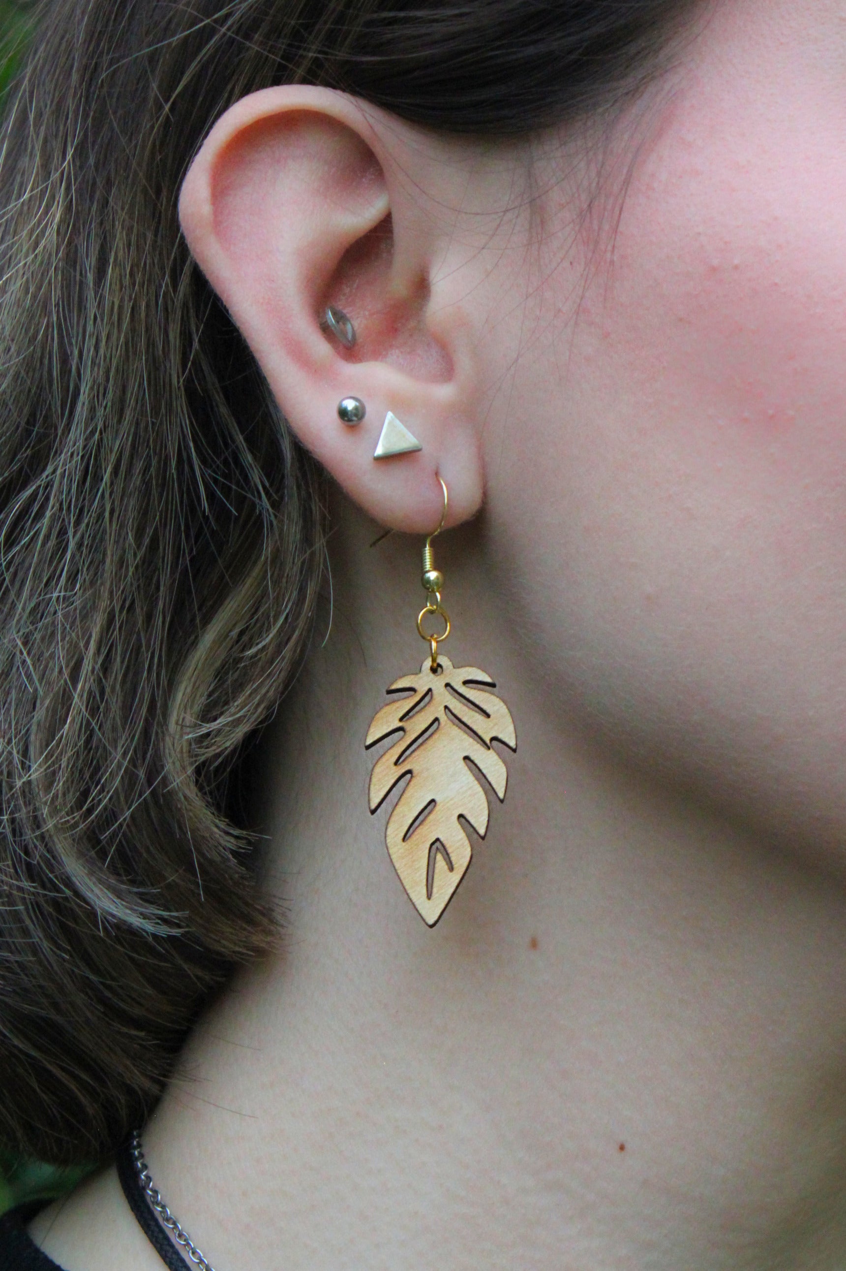 Palm Leaf Wooden Earrings
