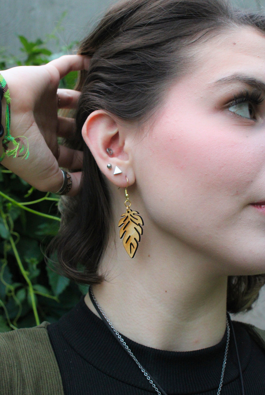 Palm Leaf Wooden Earrings