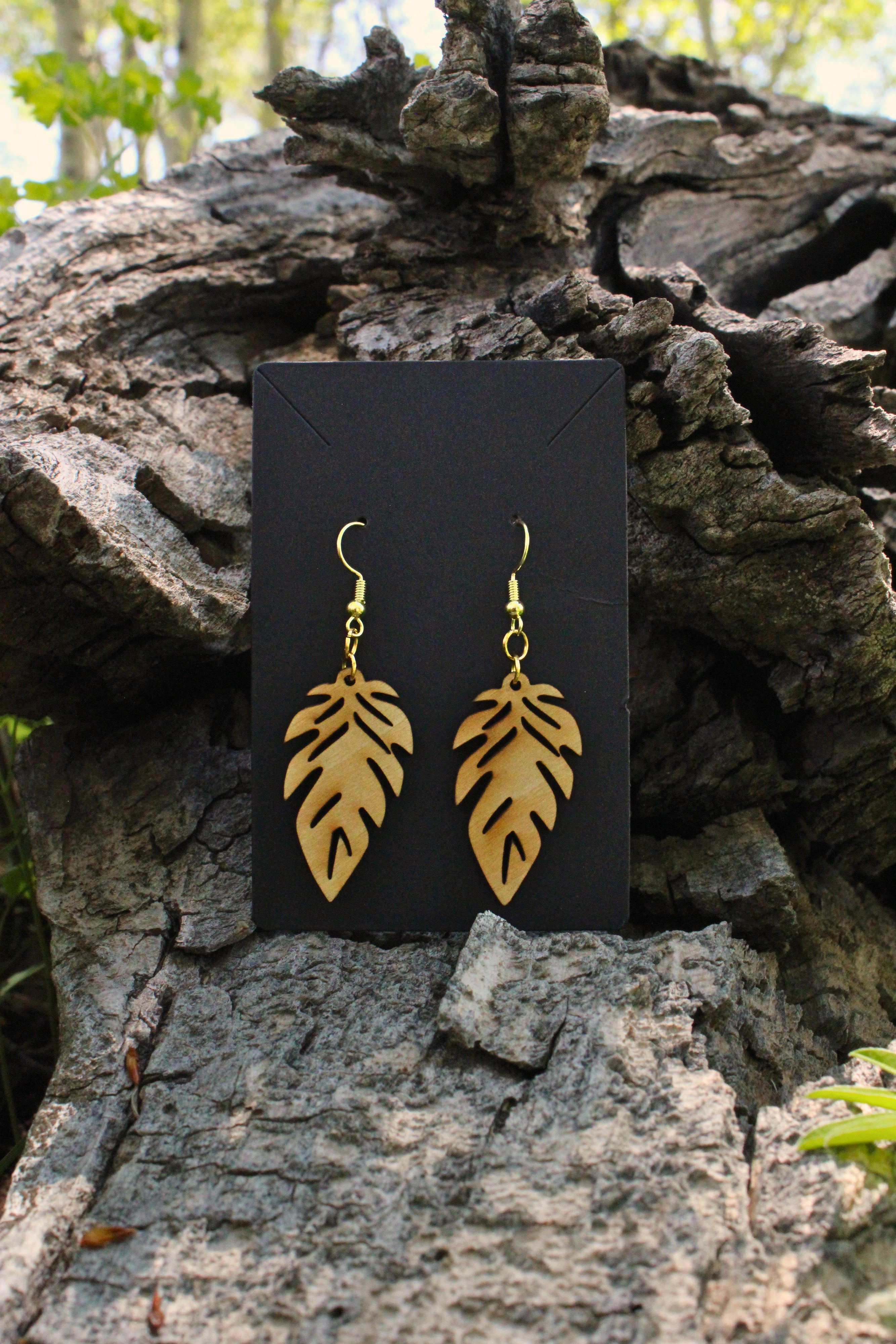 palm leaf earrings