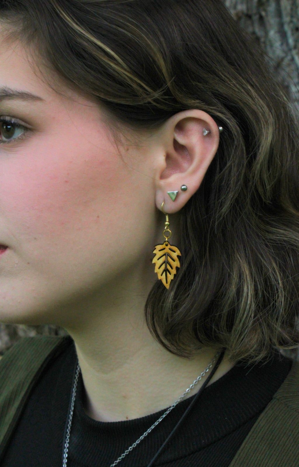 Oak Leaf Wooden Earrings