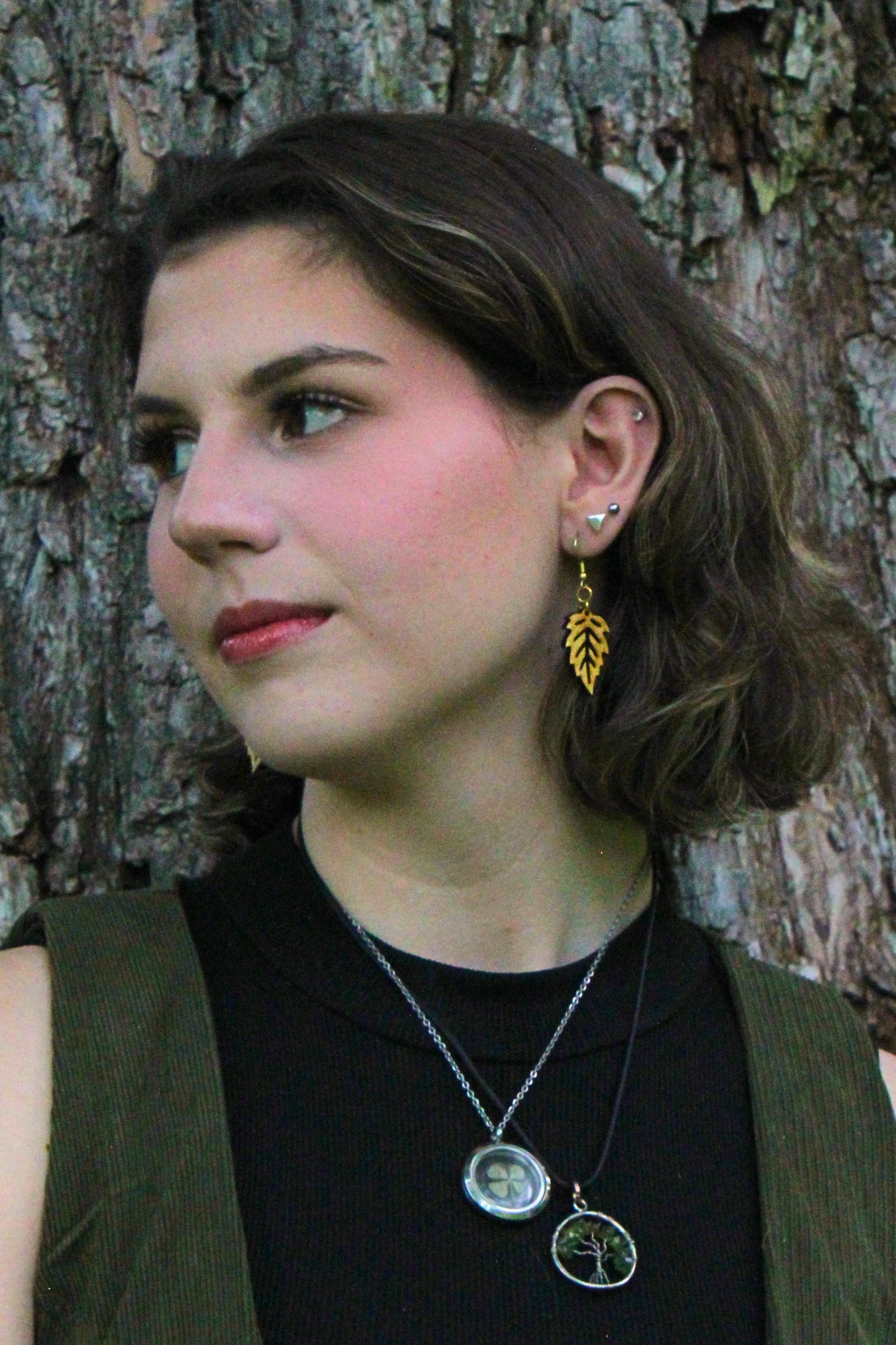 Oak Leaf Wooden Earrings