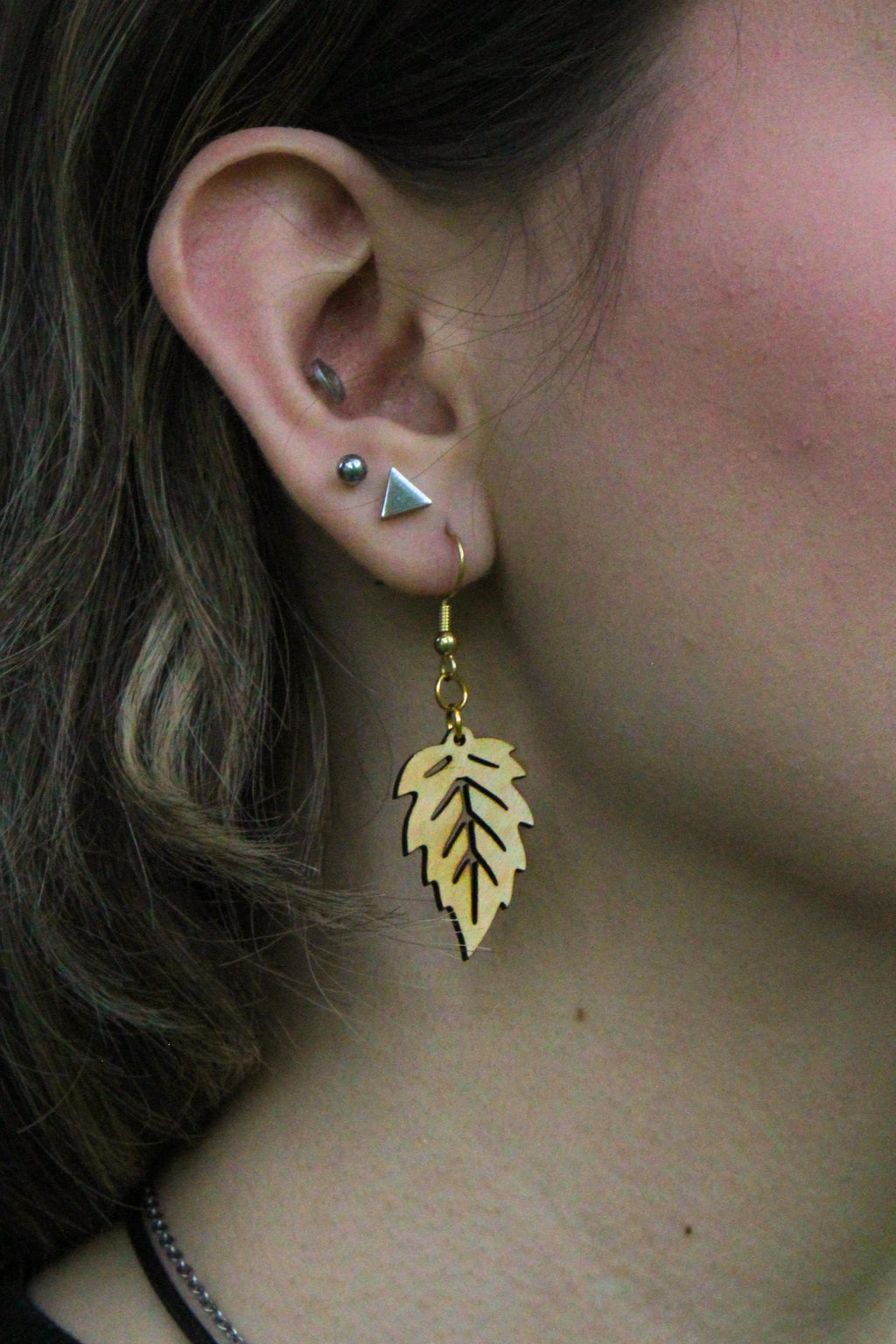 Oak Leaf Wooden Earrings