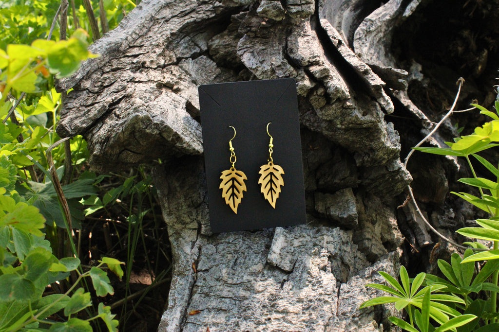 Oak Leaf Wooden Earrings
