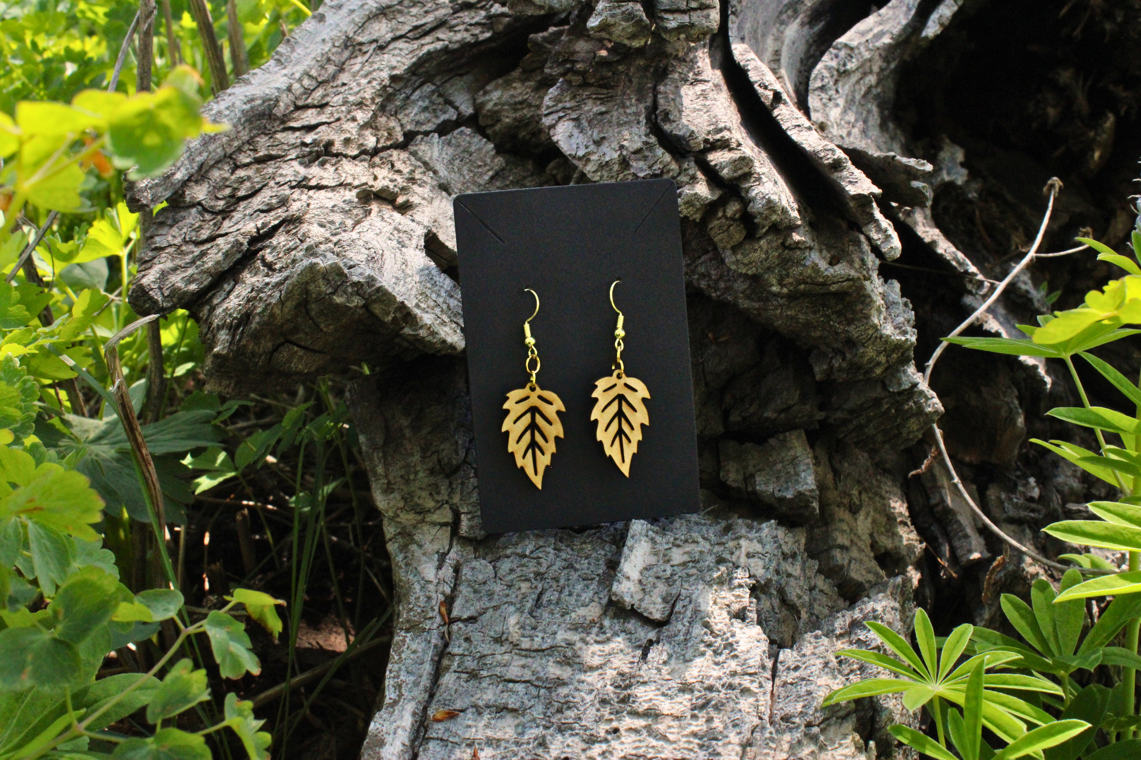 Oak Leaf Wooden Earrings